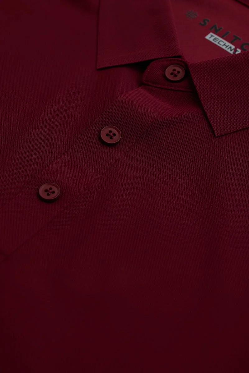 SNITCH Dark Maroon Technical Stitchless Polo T-Shirt